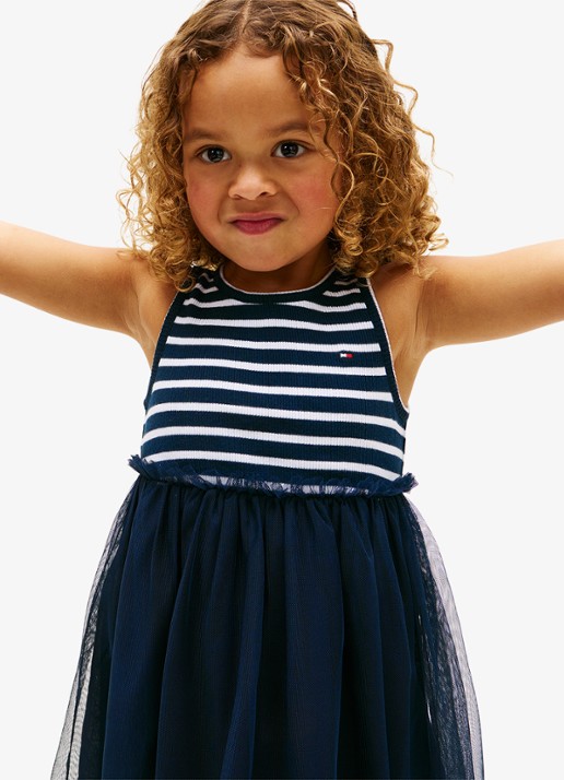 Tommy Hilfiger Mini jurk met streepprint - detail 4 donkerblauw