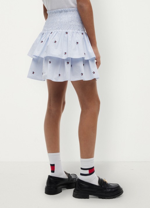 Tommy Hilfiger Mini rok met streepprint - achterkant lichtblauw
