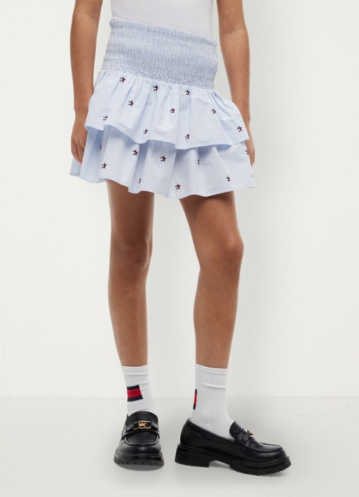 Tommy Hilfiger Mini rok met streepprint - detail 4 lichtblauw