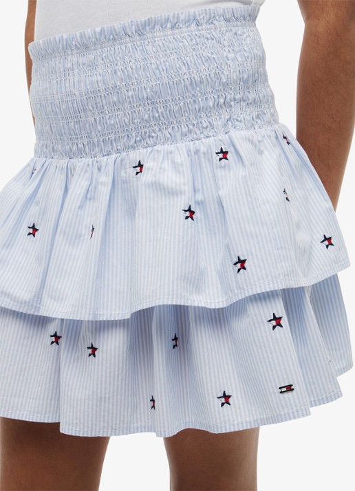 Tommy Hilfiger Mini rok met streepprint - detail 5 lichtblauw
