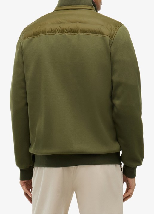 Tommy Hilfiger Mixed Texture Quilted Zip-Thru Sweatshirt - achterkant legergroen