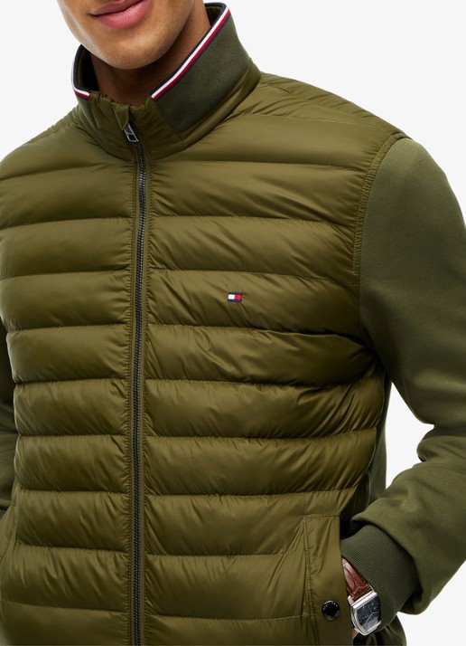 Tommy Hilfiger Mixed Texture Quilted Zip-Thru Sweatshirt - detail 5 legergroen