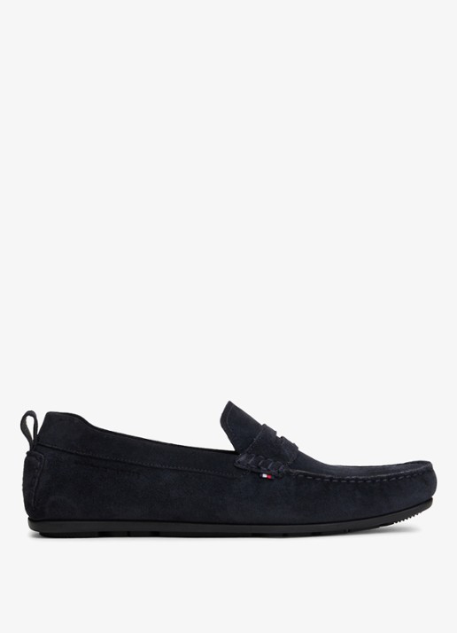 Tommy Hilfiger Mocassin van suède - voorkant donkerblauw