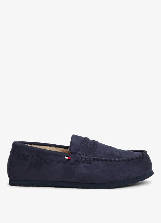 Tommy Hilfiger Mocassin van suède  - voorkant donkerblauw