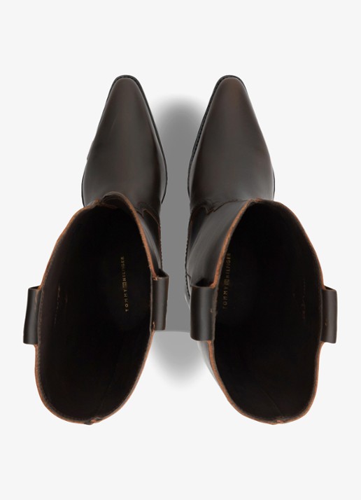 Tommy Hilfiger Monogram cowboylaars van leer  - detail 6 donkerbruin