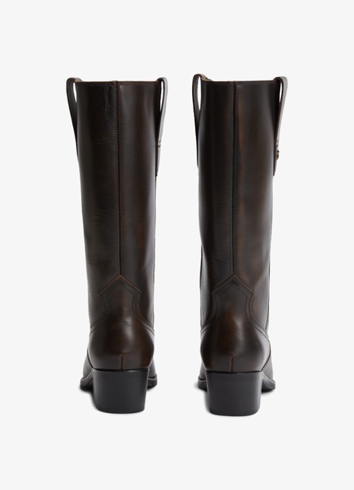 Tommy Hilfiger Monogram cowboylaars van leer  - detail 7 donkerbruin