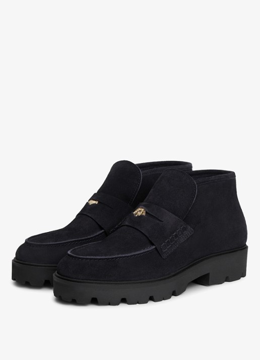 Tommy Hilfiger Monogram enkellaars van suède - detail 3 donkerblauw