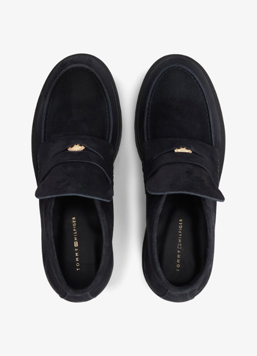 Tommy Hilfiger Monogram enkellaars van suède - detail 5 donkerblauw