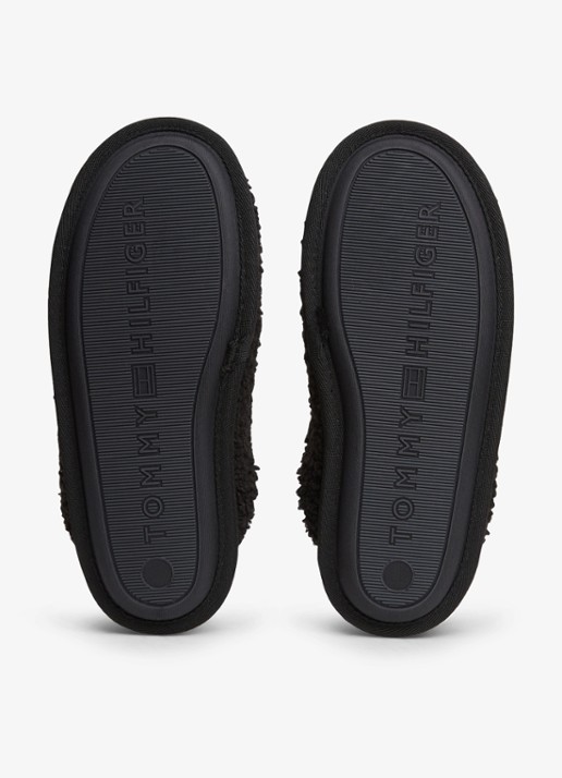Tommy Hilfiger Monogram slipper met details van teddy  - detail 2 zwart