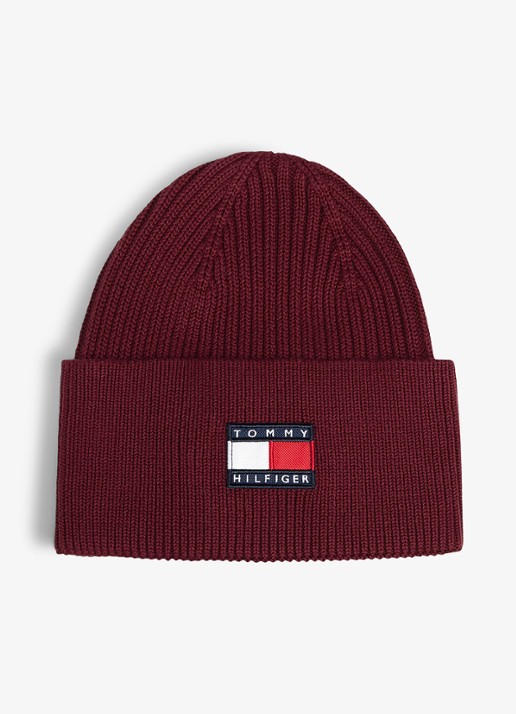 Tommy Hilfiger Muts met logo - voorkant 3 bordeauxrood