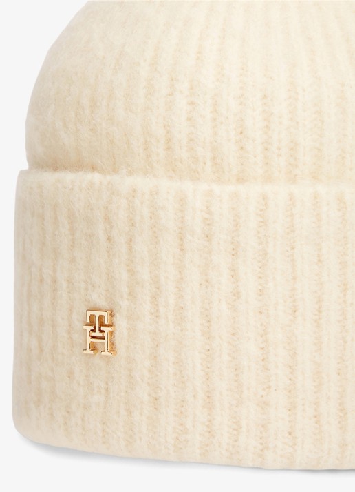 Tommy Hilfiger Muts van wol met logo - detail 3 beige