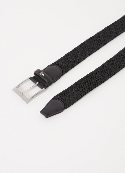 Tommy Hilfiger New Adan riem met leren details - detail zwart