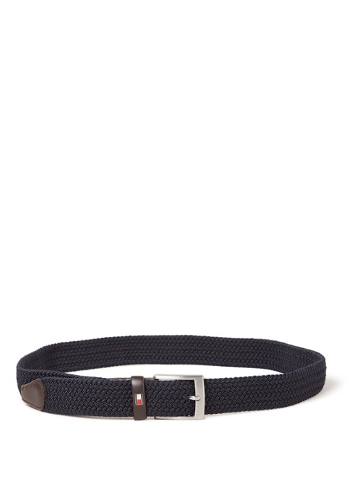 Tommy Hilfiger New Adan riem met leren details  - voorkant 2 blauw