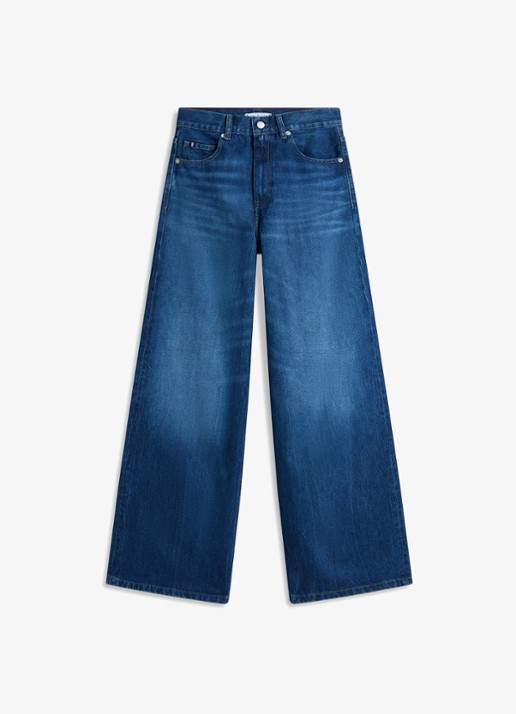 Tommy Hilfiger New Doreen 70's high rise wide leg jeans met medium wassing - voorkant 4 donkerblauw