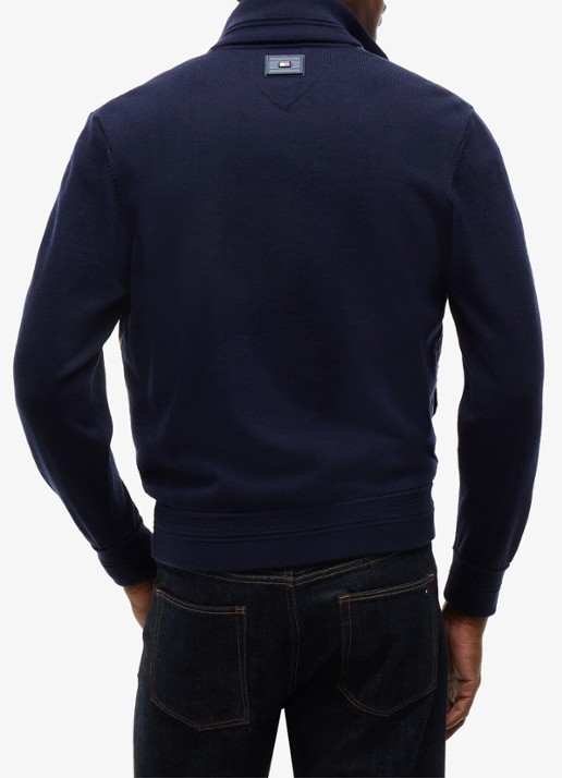 Tommy Hilfiger New York Label jack in wolblend  - achterkant 5 donkerblauw