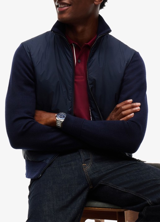 Tommy Hilfiger New York Label jack in wolblend  - detail 3 donkerblauw