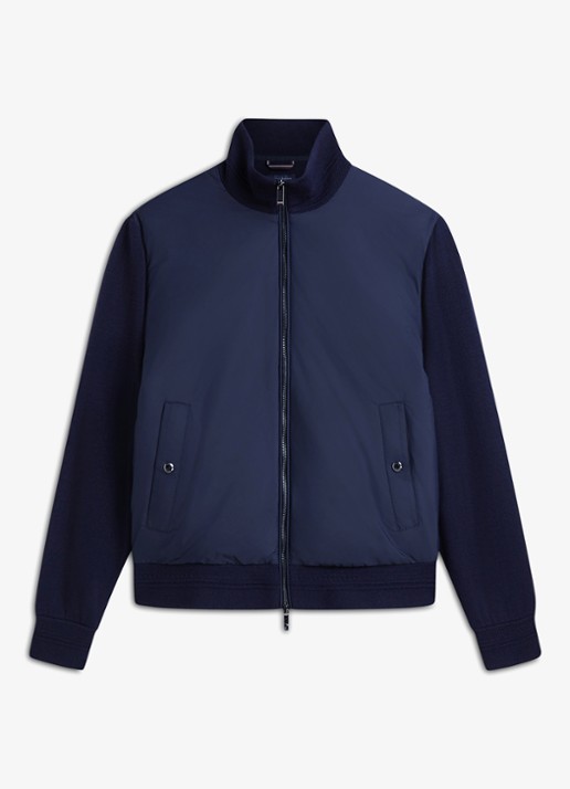 Tommy Hilfiger New York Label jack in wolblend  - voorkant 6 donkerblauw