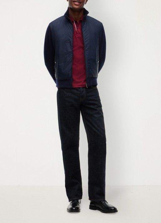Tommy Hilfiger New York Label jack in wolblend  - voorkant 7 donkerblauw