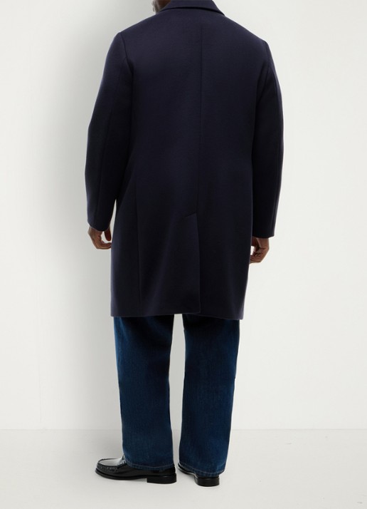 Tommy Hilfiger New York Label mantel in wolblend - achterkant donkerblauw