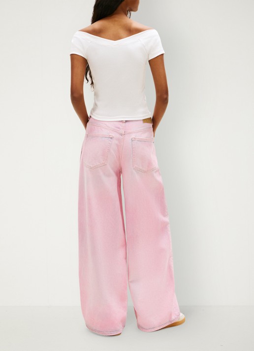 Tommy Hilfiger Off-shoulder top met logoborduring - achterkant wit