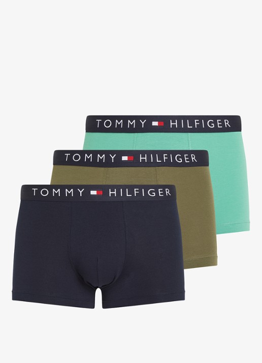 Tommy Hilfiger Original boxershorts met logoband in 3-pack - voorkant donkerblauw