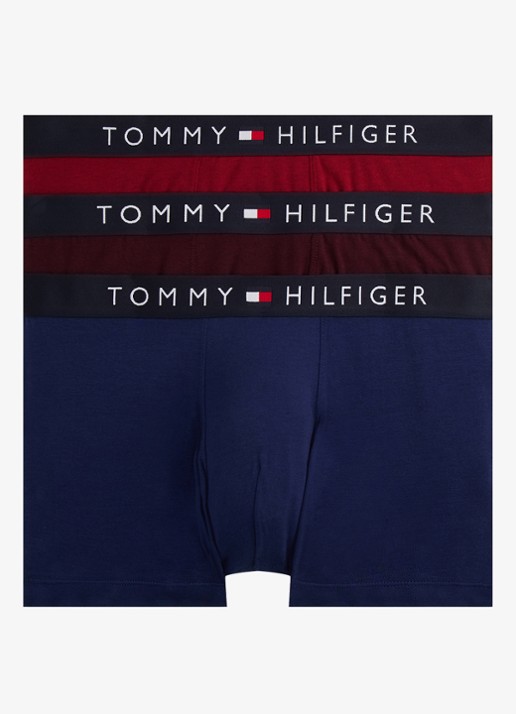 Tommy Hilfiger Original boxershorts met logoband in 3-pack - voorkant 3 bordeauxrood