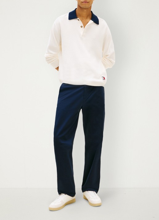 Tommy Hilfiger Otis straight fit chino met steekzakken - voorkant 2 indigo