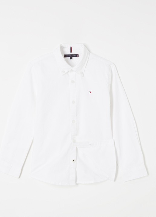 Tommy Hilfiger Overhemd met logoborduring - voorkant 3 wit