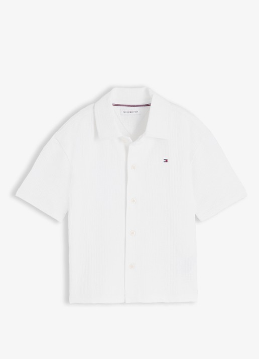 Tommy Hilfiger Overhemd met logoborduring - voorkant wit