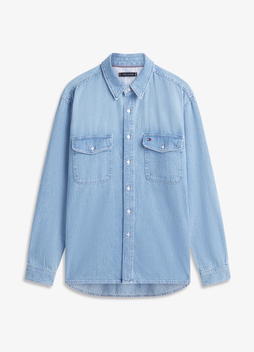 Tommy Hilfiger Overhemd van denim - voorkant lichtblauw