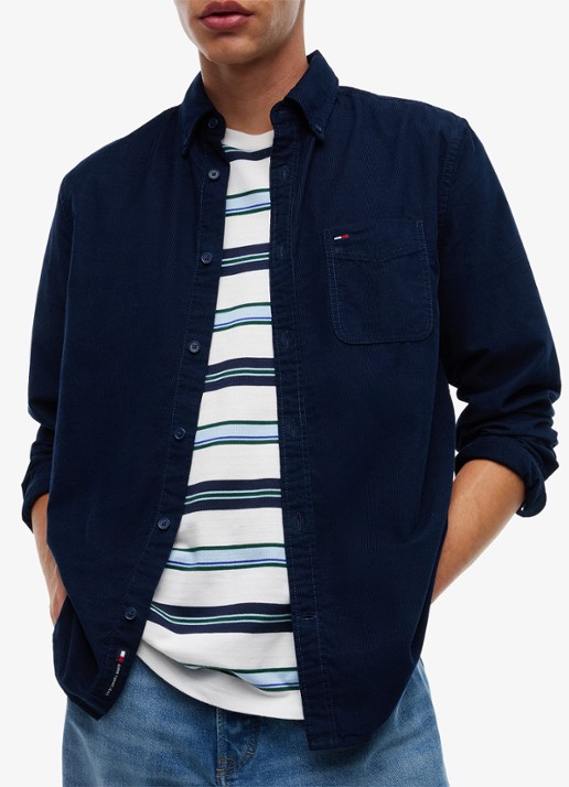 Tommy Hilfiger Overshirt van corduroy - detail 5 donkerblauw