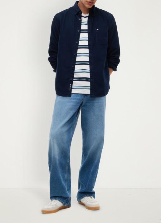 Tommy Hilfiger Overshirt van corduroy - voorkant 2 donkerblauw