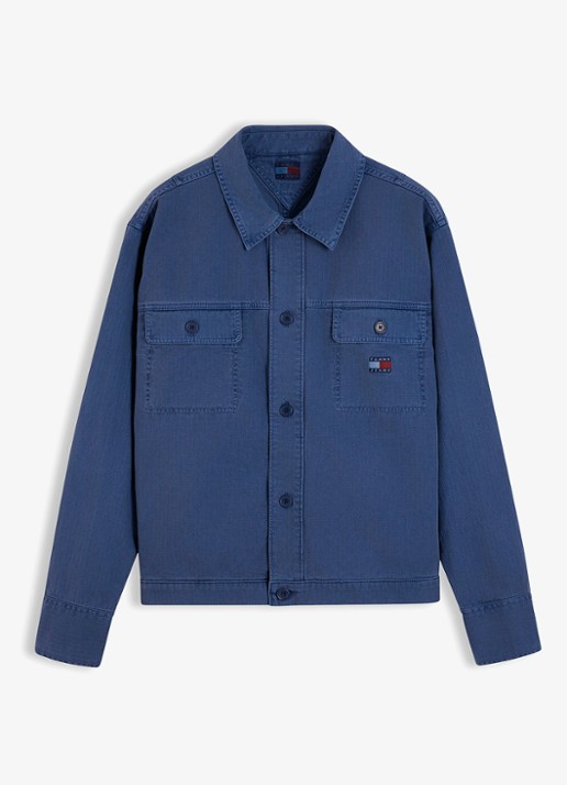 Tommy Hilfiger Overshirt van denim - voorkant 4 donkerblauw