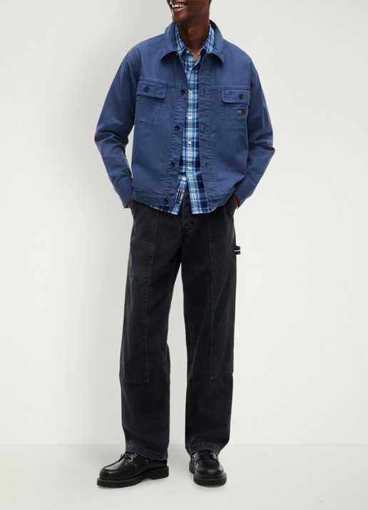 Tommy Hilfiger Overshirt van denim - voorkant 5 donkerblauw