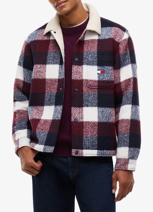 Tommy Hilfiger Oversized overshirt met teddy voering en ruitdessin