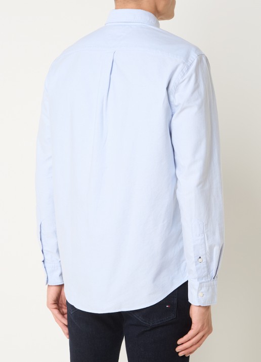Tommy Hilfiger Oxford regular fit overhemd met logo - achterkant lichtblauw