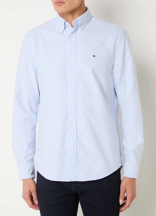 Tommy Hilfiger Oxford regular fit overhemd met logo - detail 2 lichtblauw