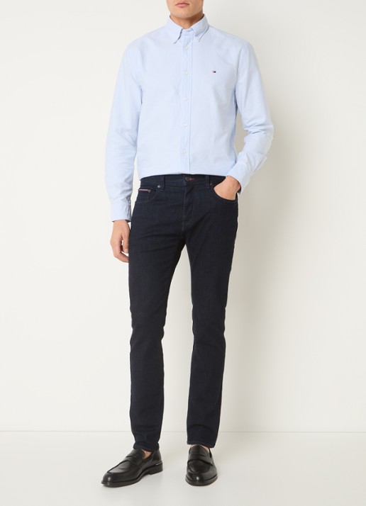 Tommy Hilfiger Oxford regular fit overhemd met logo - voorkant 4 lichtblauw