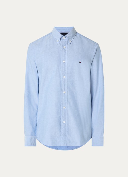 Tommy Hilfiger Oxford regular fit overhemd met logo - voorkant 2 blauw