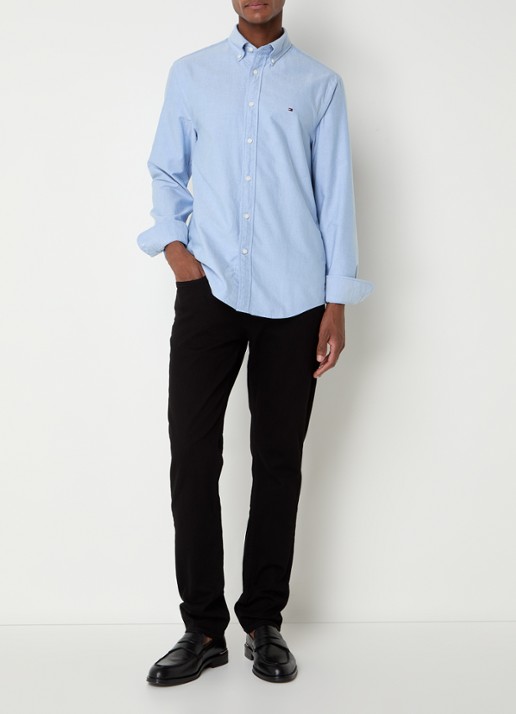 Tommy Hilfiger Oxford regular fit overhemd met logo - voorkant 3 blauw