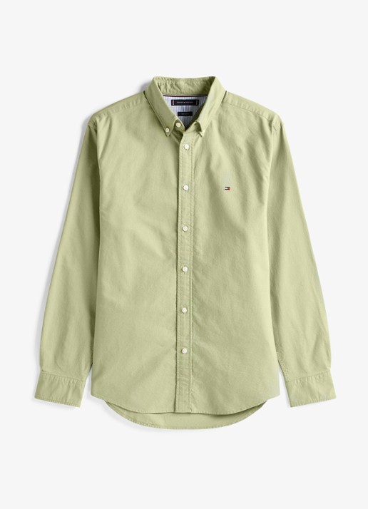 Tommy Hilfiger Oxford regular fit overhemd met logo - voorkant 3 lindegroen