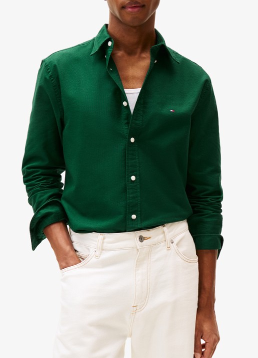 Tommy Hilfiger Oxford regular fit overhemd met logo - detail 4 donkergroen