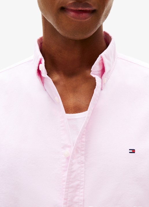 Tommy Hilfiger Oxford regular fit overhemd met logo - detail 3 lichtroze