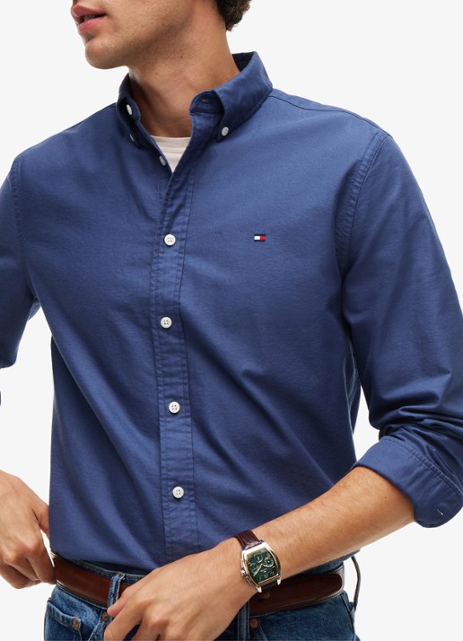 Tommy Hilfiger Oxford regular fit overhemd met logo - detail 2 aegean sea-0gy / blauw
