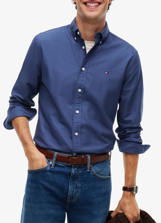 Tommy Hilfiger Oxford regular fit overhemd met logo - detail 3 aegean sea-0gy / blauw