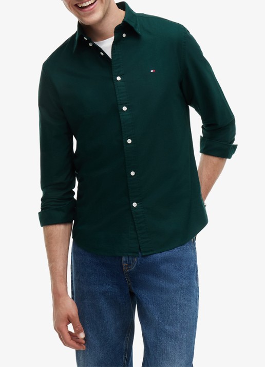 Tommy Hilfiger Oxford regular fit overhemd met logo - detail hunter / hunter solid-mbp