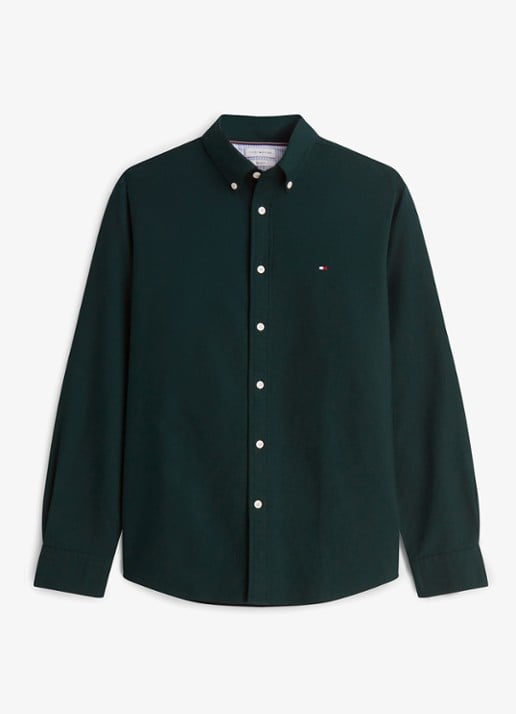 Tommy Hilfiger Oxford regular fit overhemd met logo - voorkant 3 hunter / hunter solid-mbp