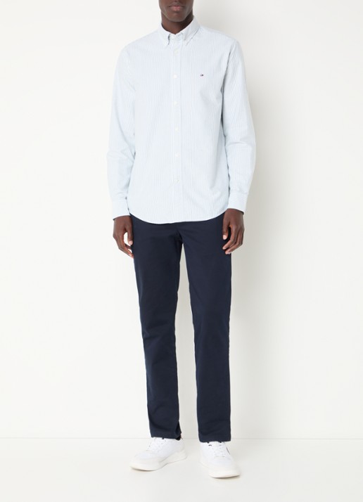 Tommy Hilfiger Oxford regular fit overhemd met streepprint - voorkant 3 lichtblauw