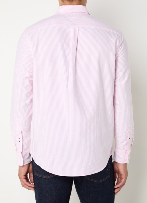 Tommy Hilfiger Oxford regular fit overhemd met streepprint - achterkant 3 roze