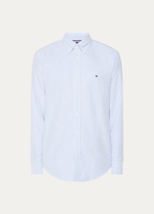 Tommy Hilfiger Oxford regular fit overhemd met streepprint - voorkant 2 blauw